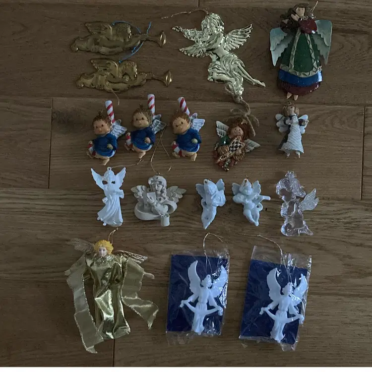 Set Of 17 Vintage Kitschy Christmas Angel Ornaments