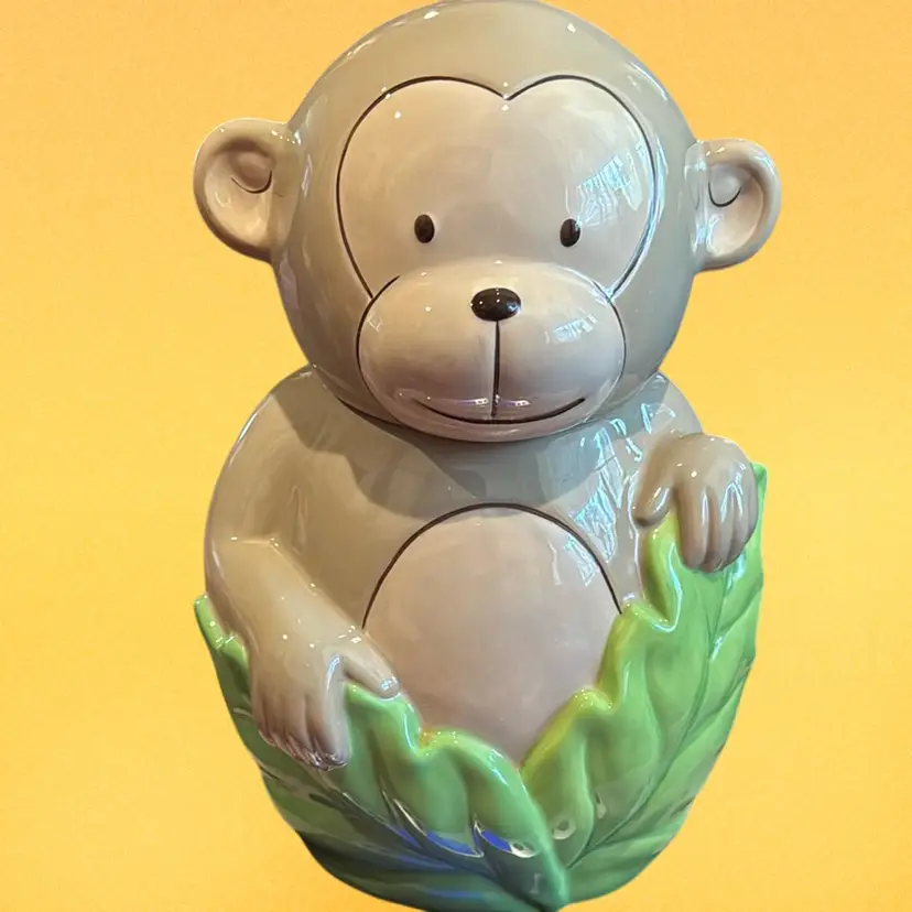 Monkey Ceramic Cookie Jar *( Has Small Chip On Back )