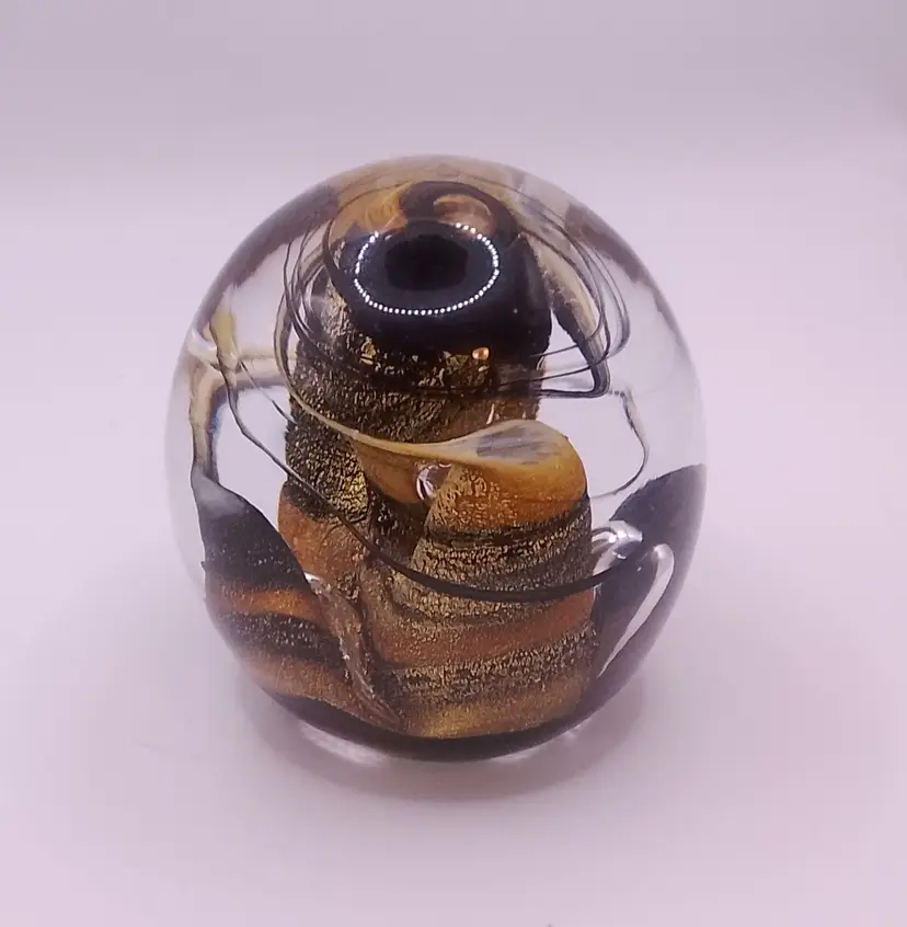 Beautiful Signed Paperweight Earthtone Cones Signed Jollet Paperweight 3"