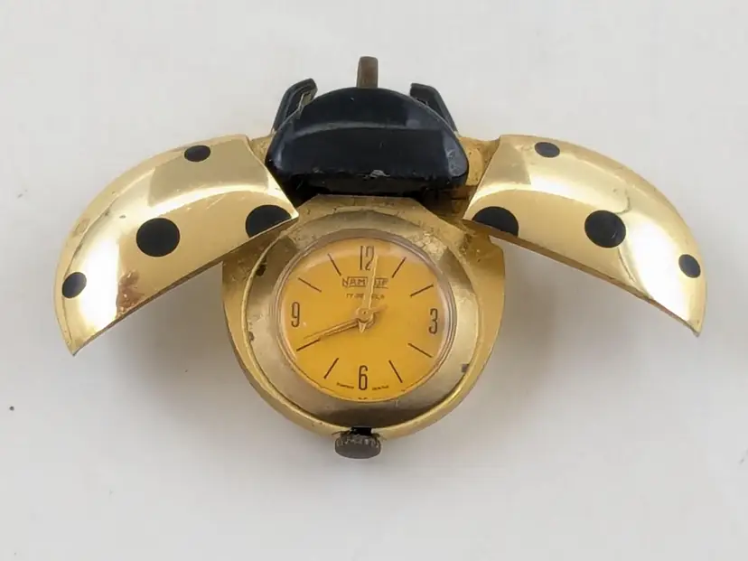 Vintage Jufrex Juillerat Freres Gold Ladybug Pendant Watch Swiss Made 17 Jewels Works