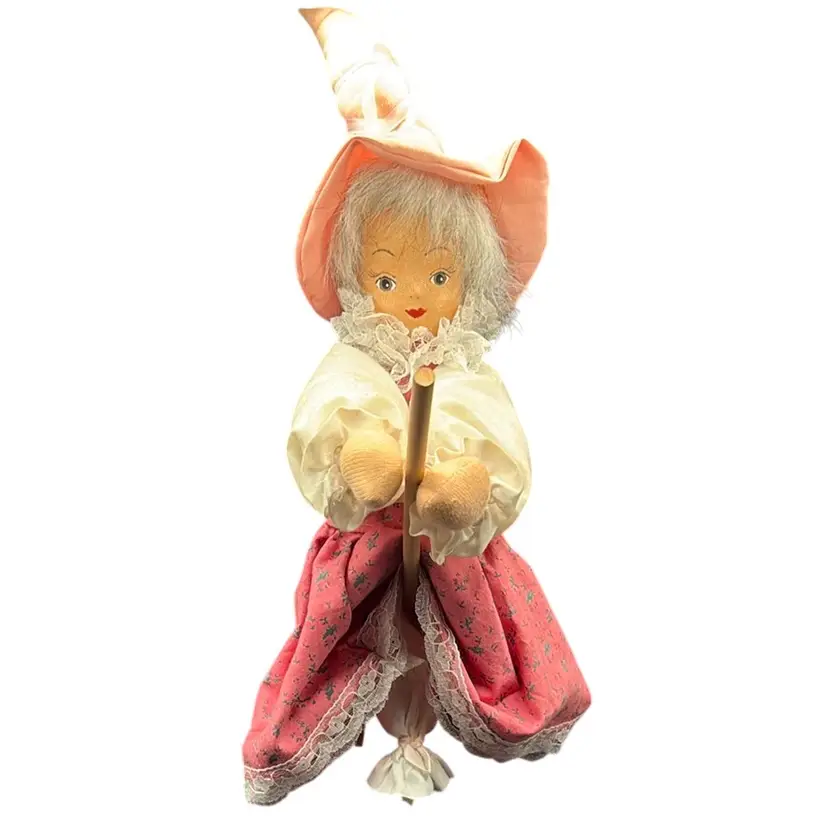 Kitchen Witch Rag And Wood Doll 19”