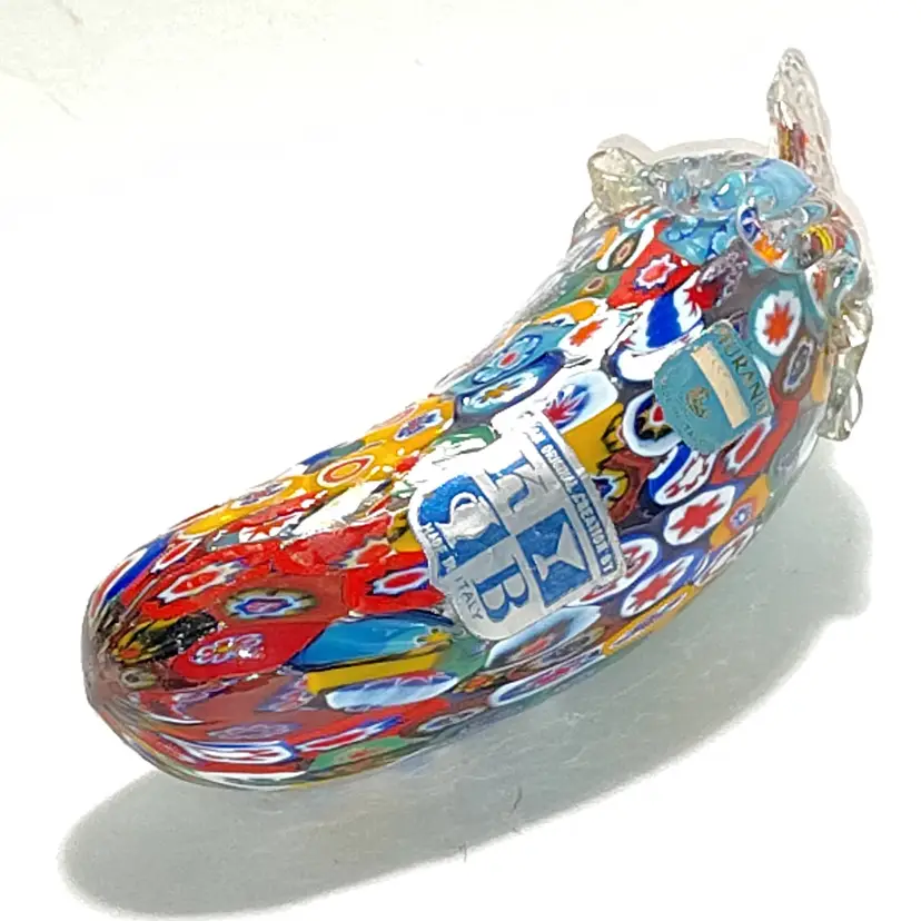 VERY RARE 1960s Murano, Italy KB Millefiori Eggplant or Cucumber Paperweight