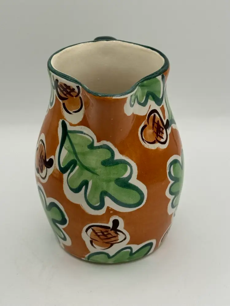Fioriware Pottery Pitcher W/ Leaves & Acorns Vintage By Maddy Fraioli, Zanesville, Ohio