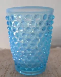 Fenton Blue Opalescent Hobnail Juice Cup