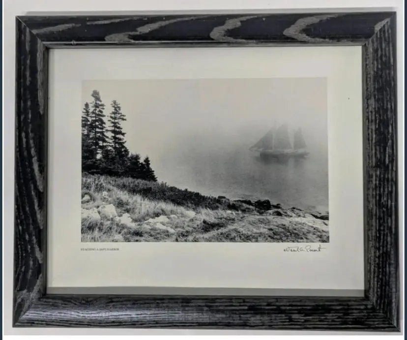 Vintage Framed Signed Neal Parent (Maine Photographer)  "Reaching A Safe Harbor" Print 11.5" × 9.5"