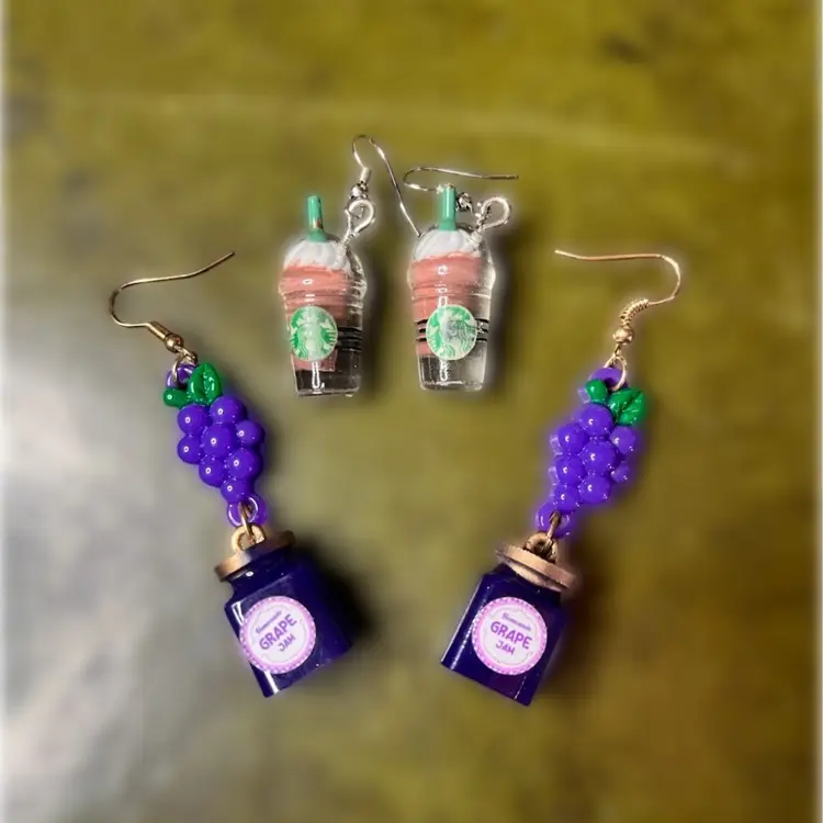 2 Pair Earring- Coffee & Jelly- For Pierced Ears