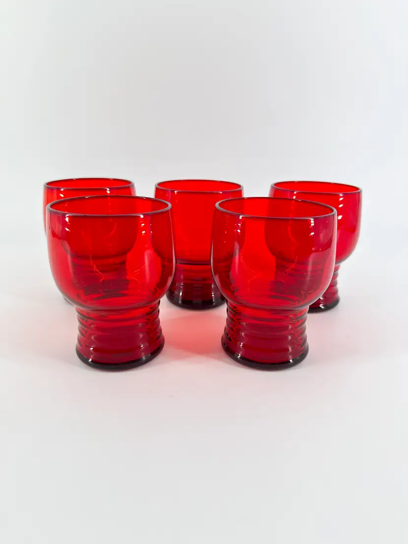 Lot 5 Imperial Glass Ruby Red Shaeffer 5.5oz Juice Glasses