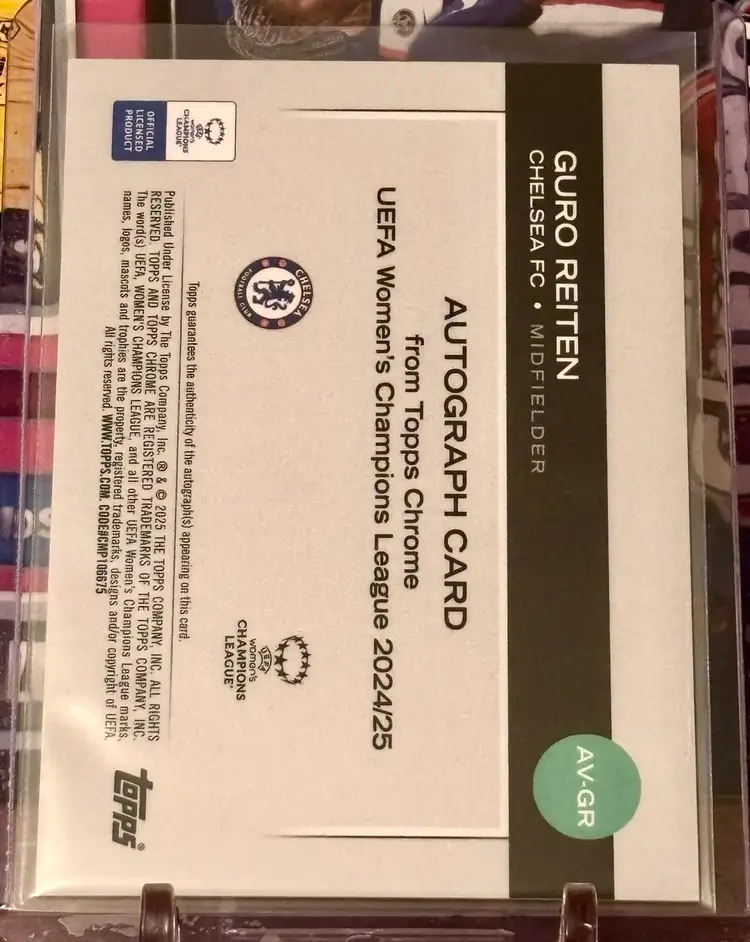 Guro Reiten 2024/25 Topps Chrome UWCL Autograph Rose Gold /50 Chelsea Norway Soccer Card