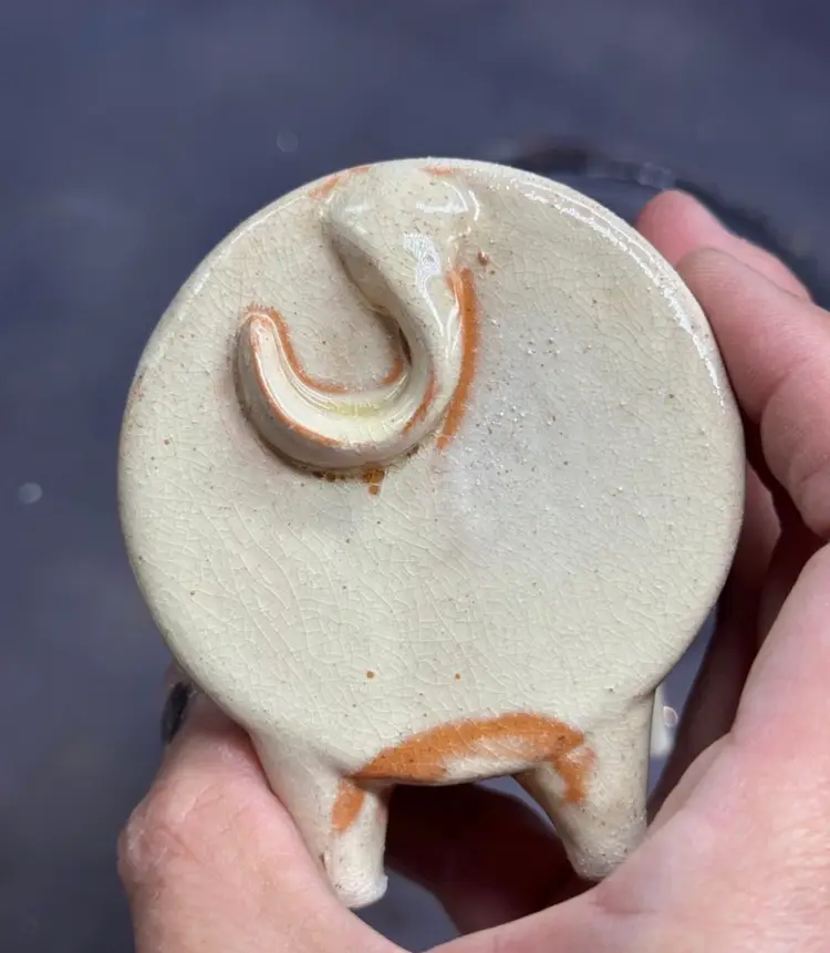 Art Pottery Pig Piggy Bank Black White Handmade