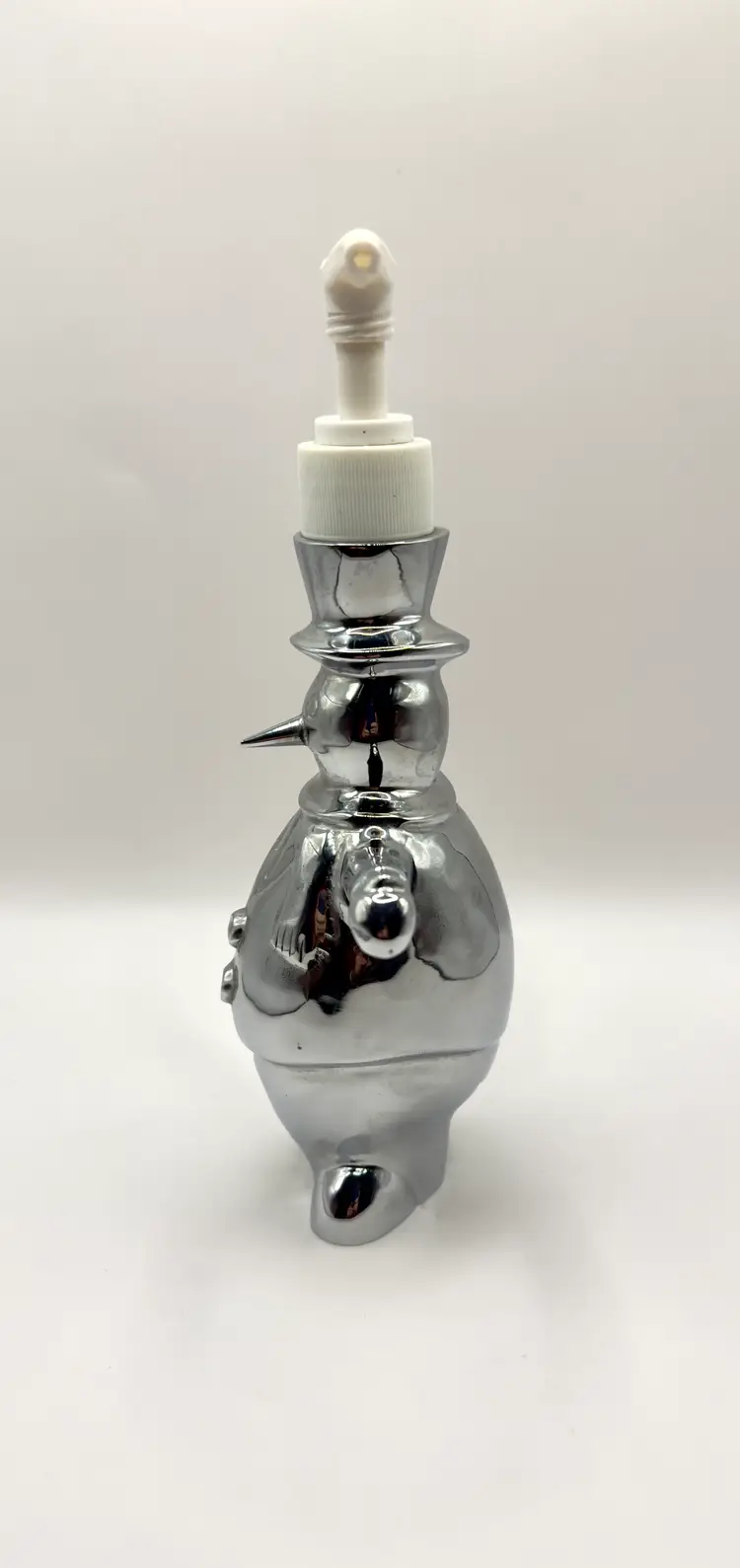 Vintage Pewter Snowman Soap Dispenser, Festive Christmas Decor, Jolly Fellow, Unbranded