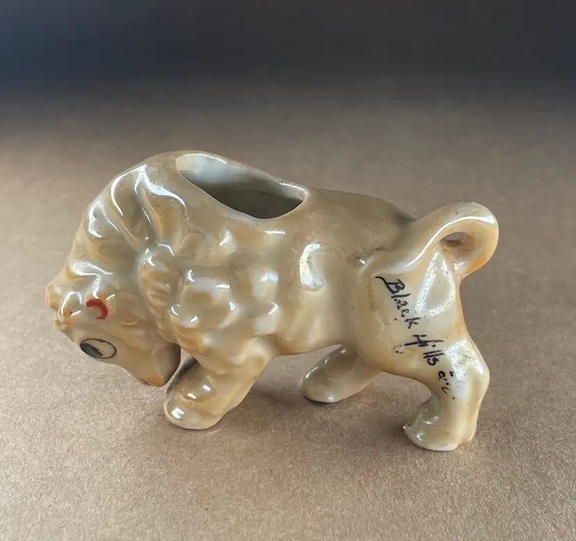 Porcelain Lusterware Buffalo Figurine - JAPAN - VINTAGE