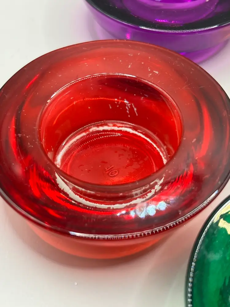 Colorful Glass Votive Candle Holders Set Of 6 Flash Painted 3”