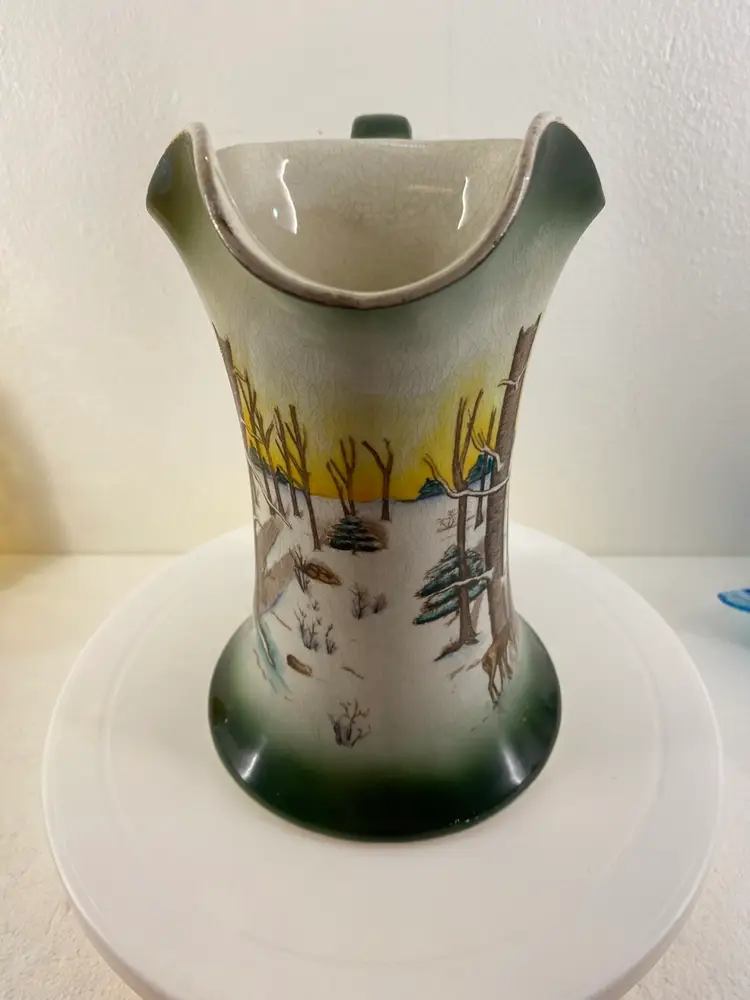 Antique Haynes Ware HP Pottery Pitcher Pre-owned GC