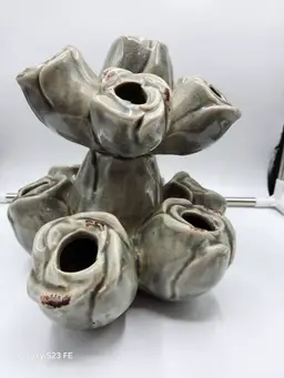 Vintage Sea Anemone Flower Frog Vase 14 Holes - Distinct and Kitchy