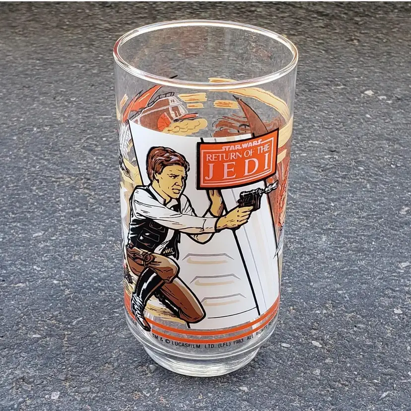 Return Of The Jedi Glass Burger King Solo Skywalker Sarlacc 1983 Vintage 5½" tall