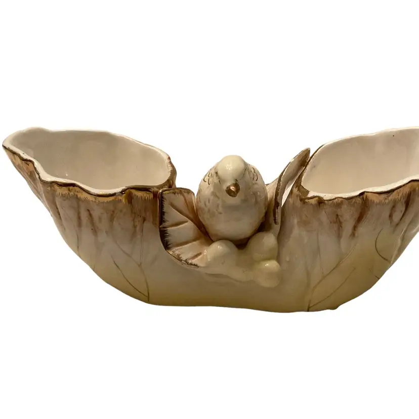 Vintage Japanese Ucagco Bird In Double Bud vase