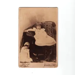 Adorable Victorian Cabinet Card Girl With Doll Studio Name Glens Falls NY