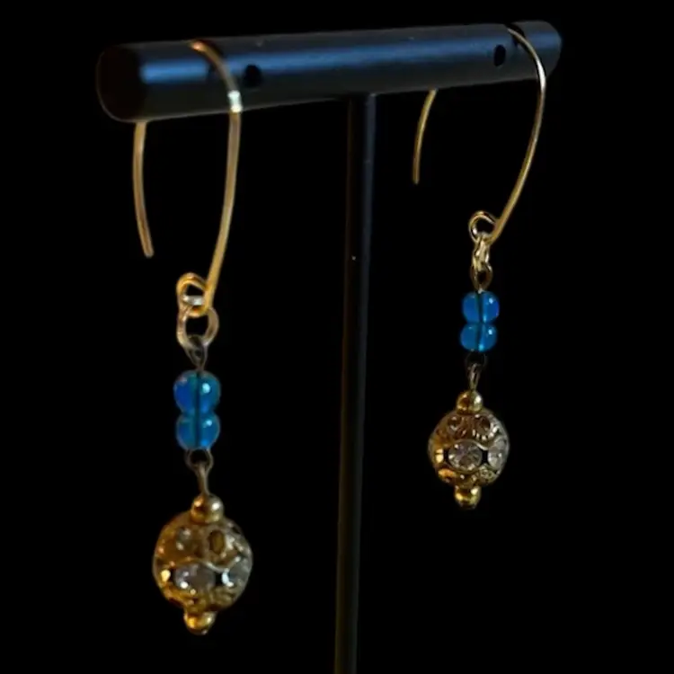 Vintage Beaded Earrings Gold Tone Pierced Hooks Converted From Screw Backs