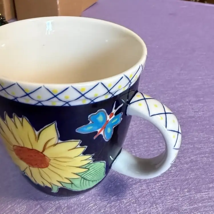 2003 Starbucks Barista Grapes & Butterflies 18oz Jumbo Ceramic Coffee Mug