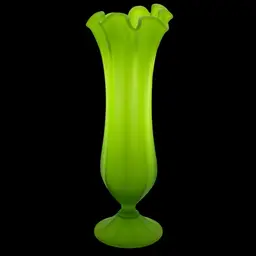 Westmorland Ruffles Green Glass Frosted Vase 13 1/2"