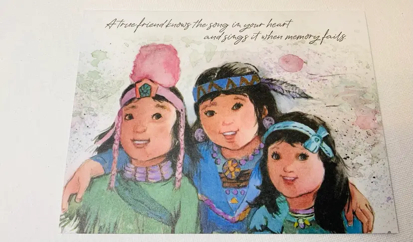 #3 Retro Native American Motif Greeting Card Set Of Five