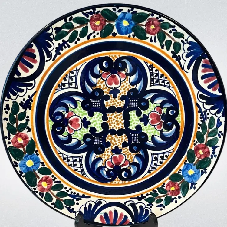 Pascual Zorilla Hand-Painted Wall Plate – 12″ – Spanish- Artisan Ceramic- signed “P.(Pascual) Zorrilla” and incised “Pintado A Mano, Espana”