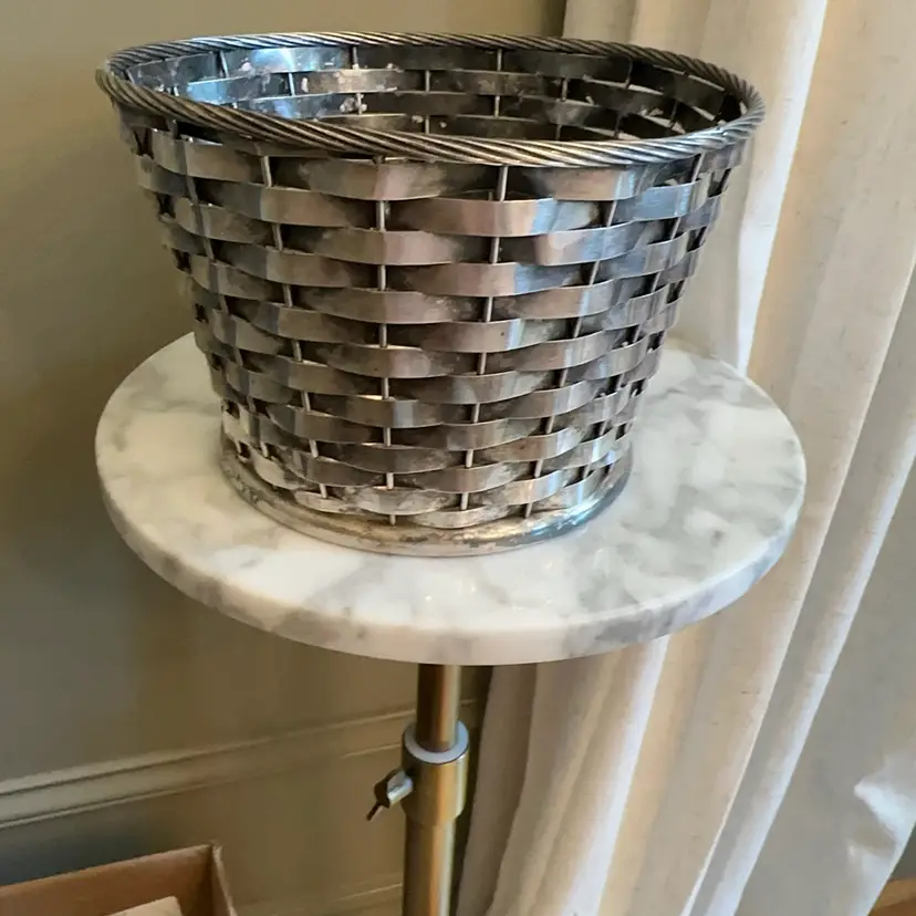 🔔 Vintage Gorham Circa 1960s Silverplate Woven Basket Planter 8x5