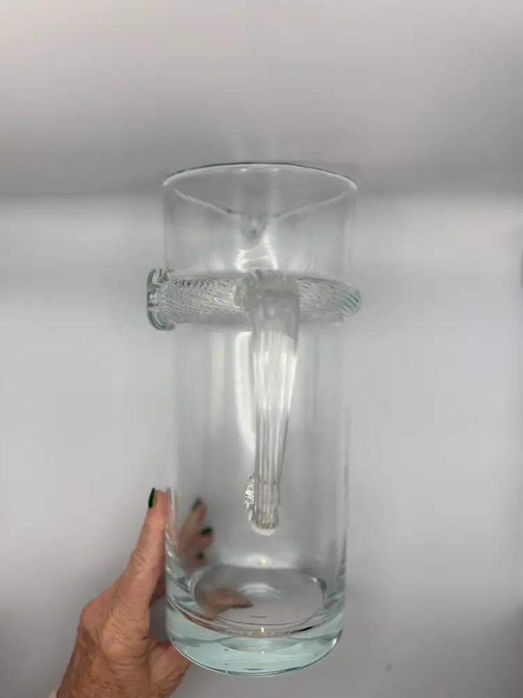 Vintage Hand Blown Crystal Pitcher By Krosno In Poland 12.5”, Approx 60oz