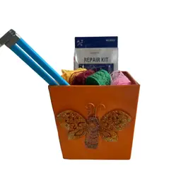 Orange, Butterfly Tin With Lace And Goodies!