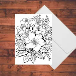 Floral Coloring Cards: 5 x 7 DIY Handmade Stationery Set with Envelopes