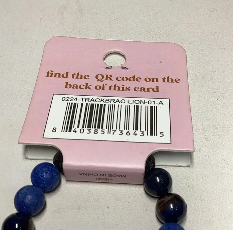 Blue Stone Stretch Bracelet With Track Your Lion - New