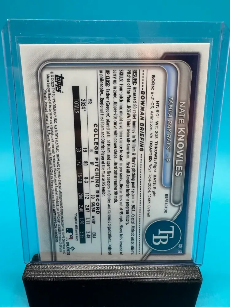 Nate Knowles 1st Bowman Chrome Refractor Tampa Bay Rays