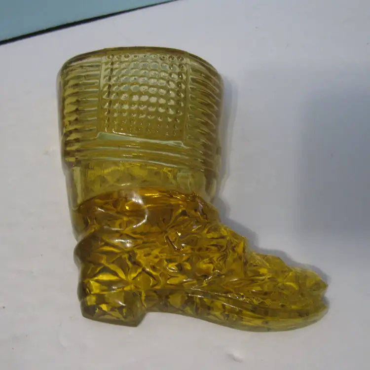 vintage amber glass boot wall pocket match holder striker kitchen decor