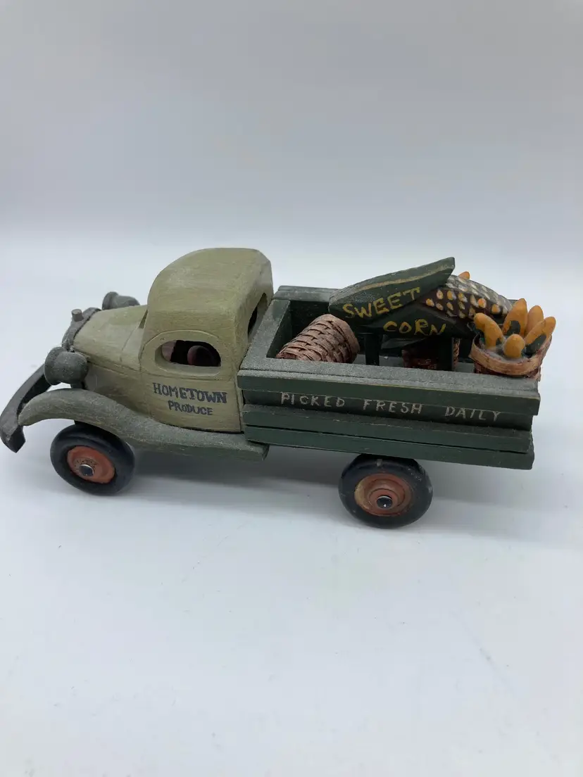 Mini Wooden Veggie Truck with Rolling Wheels