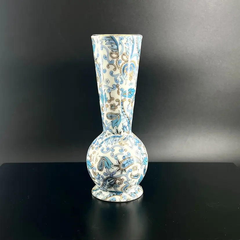 Vintage Bud Vase "Blue Paisley" Pattern, Lefton China Co. Japan 1950s - 1960s