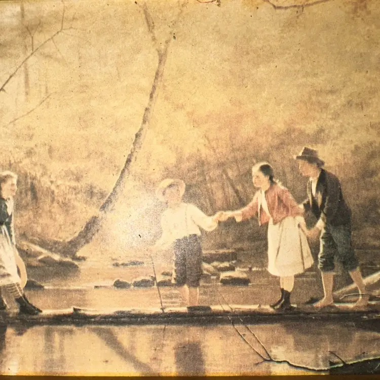 Small Framed Vintage Print In Ornate Plastic Frame 6 3/4” X 5 3/4”