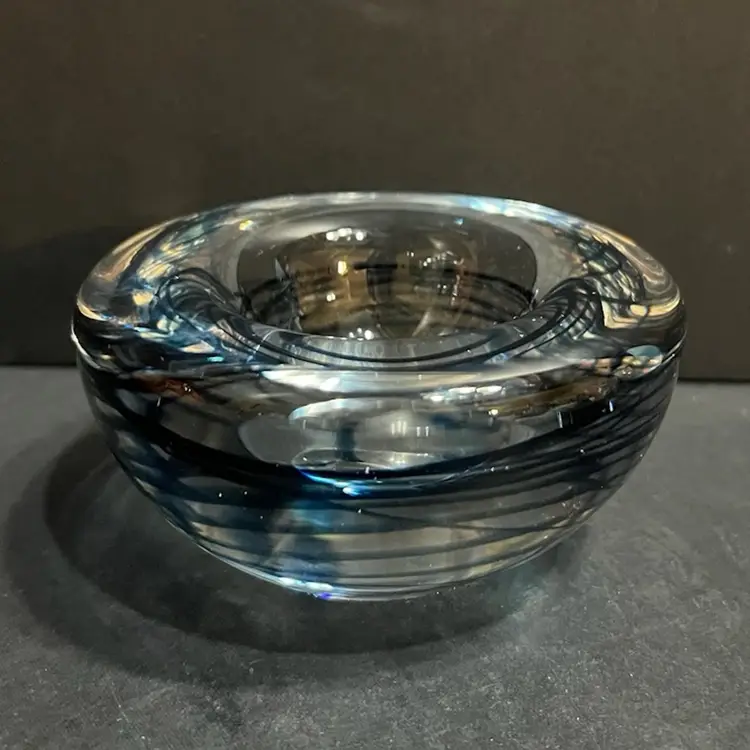 Blue Swirl Tea Light/Votive Candle Holder *glows* ~2.25” x 4.25” diameter