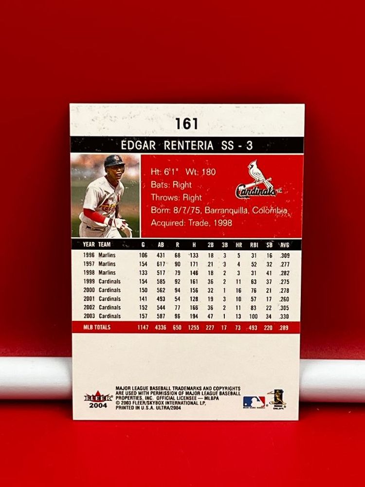 2003 Fleer Ultra Collector Baseball Trading Card Cardinals Edgar Renteria #161