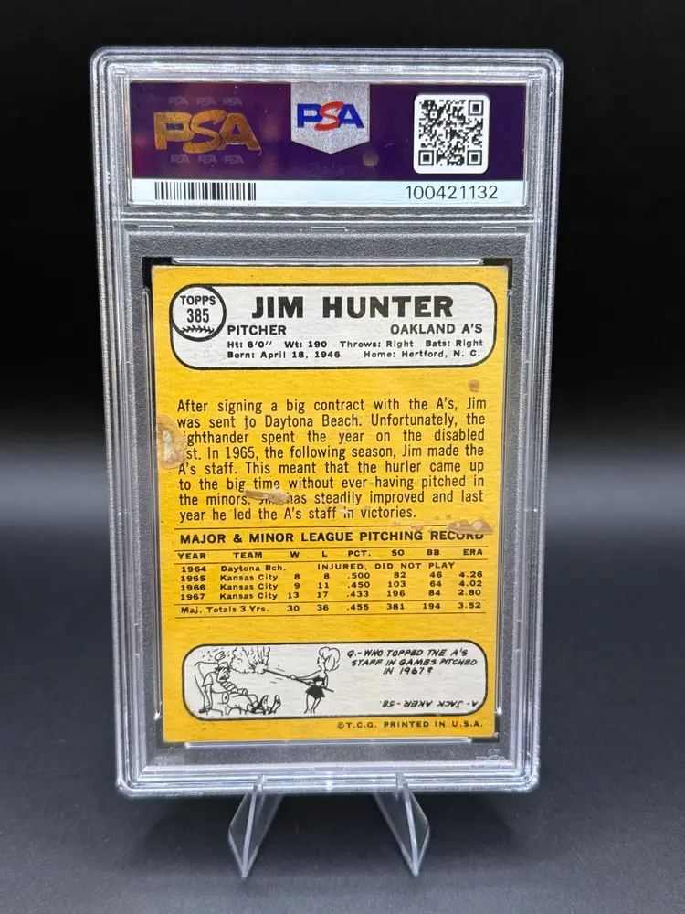 Jim "Catfish" Hunter 1968 Topps Autograph PSA/DNA Certified (See Pictures)
