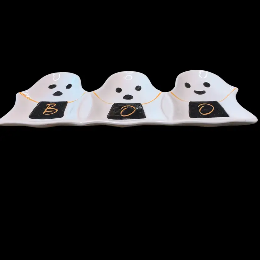 15. 3-Section Platter Halloween Ghosts Global Design Collection 13.6" x 5.6" BOO NEW