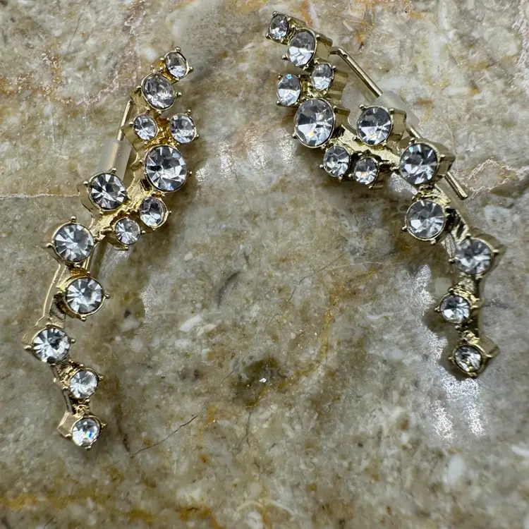 Baublebar Farah Ear Crawlers Sparkly Rhinestone Earrings in Goldtone