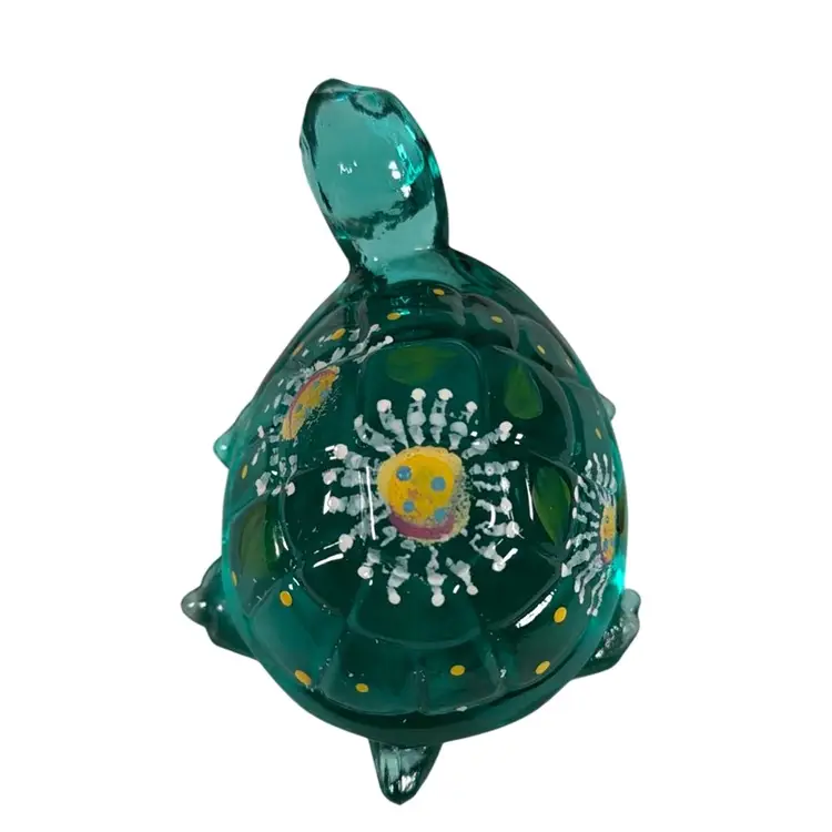 Fenton Teal Green Hand Painted Turtle 4”