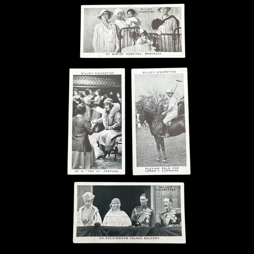 Antique Black & White Will’s Cigarette Cards, The Royal Family, Set Of 4 Cards