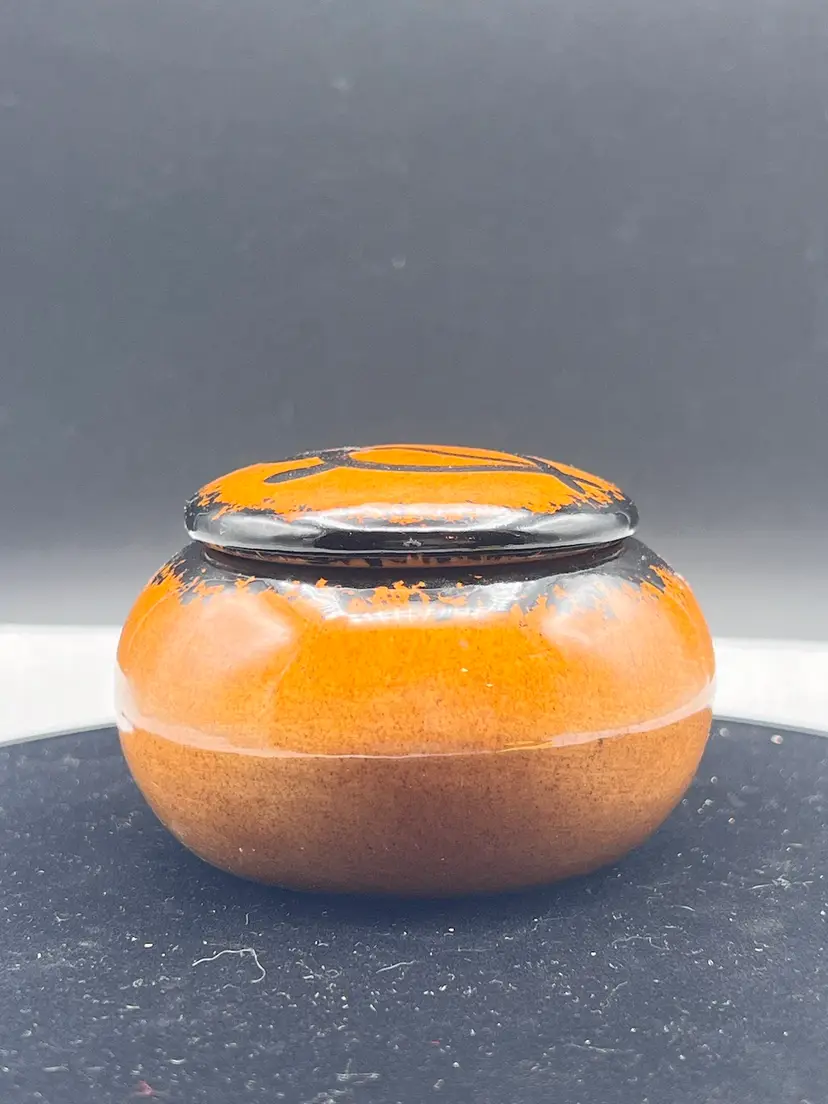 Beautiful Handmade Pottery Trinket Box with a Turtle on Lid
Unmarked