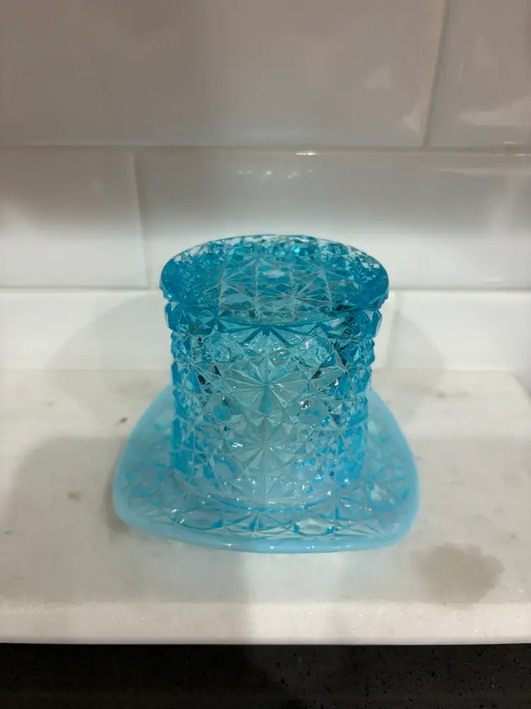 Vintage Fenton Top Hat Light Blue 4”