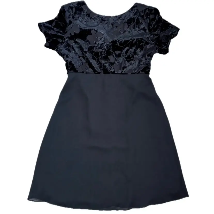 Vintage Black Velvet Top Dress Fits Small Medium Cocktail Whimsigoth Goth Witch