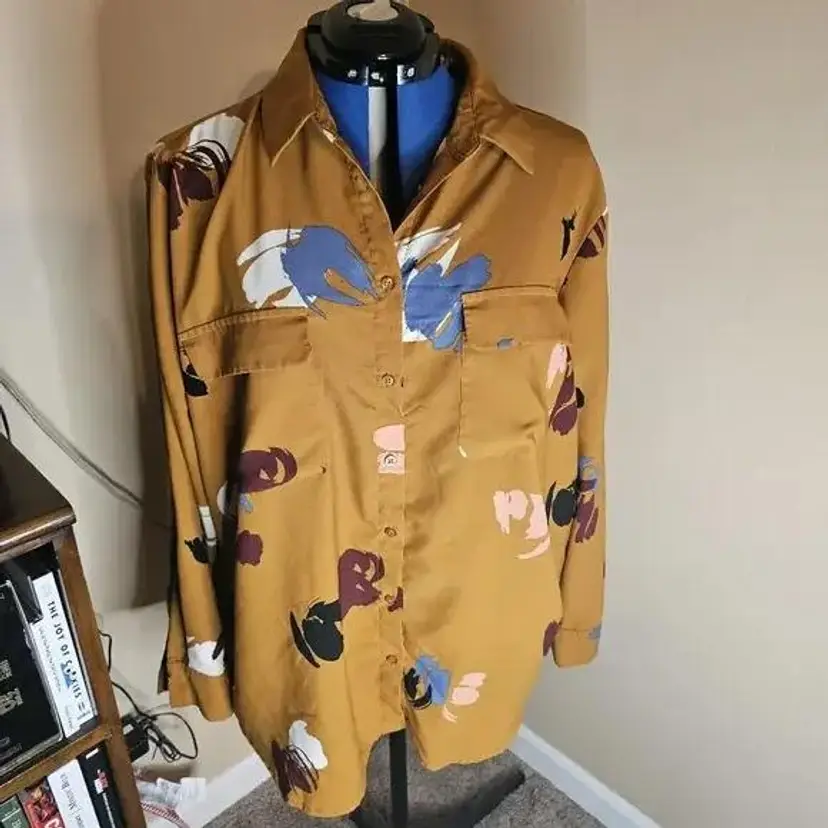 3X Madison Curvy Yellow Button Down Shirt 3XL