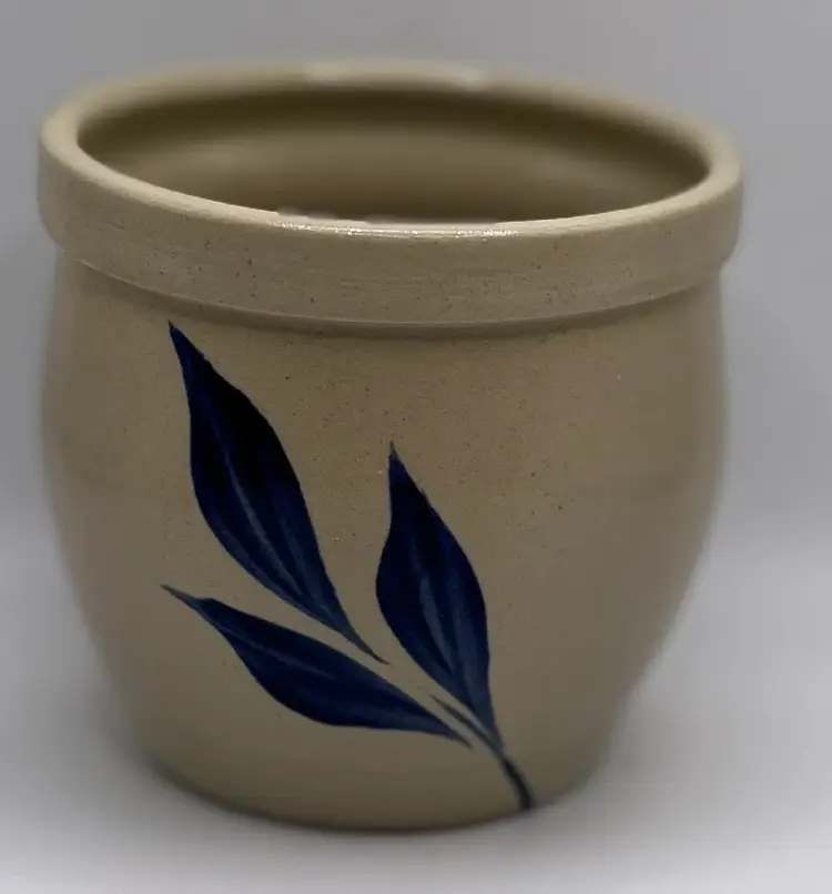 Williamsburg Pottery VA Blue Salt Glaze Stoneware Votive Tealight Candle Holder or Small Vase