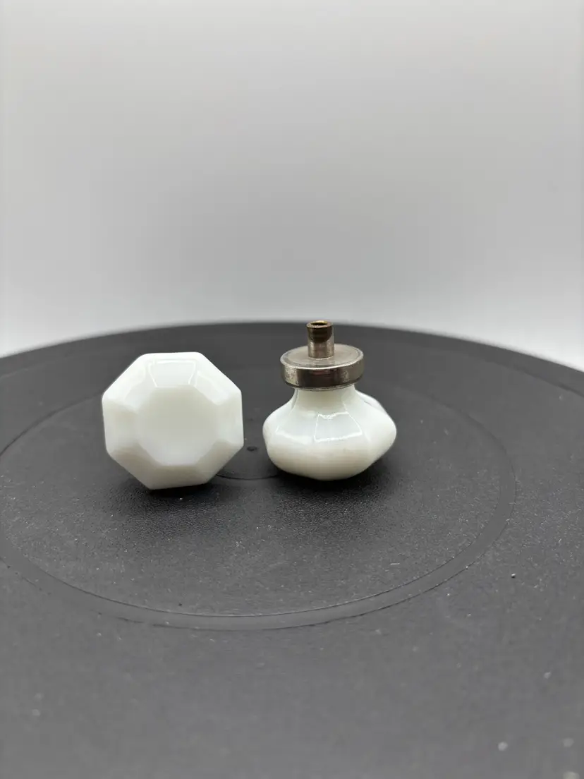 Milk glass drawer knobs