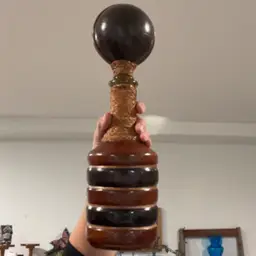 Italian Leather Wrapper Decanter With Ball Stopper 14”